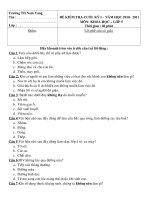 ĐỀ THI MÔN KHOA HỌC LỚP 5