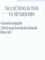 BÀI 19 SỬ DỤNG AN TOÀN VÀ TIẾT KIỆM ĐIỆN NĂNG