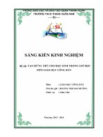 SKKN TẠO HỨNG THÚ CHO HỌC SINH TRONG GIỜ HỌC MÔN GIÁO DỤC CÔNG DÂN Ở THCS
