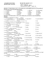 Đề, đáp án đề thi thử đại học môn tiếng Anh