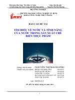 Tiểu luận hóa sinh thực phẩm Tìm hiểu về nước và tính năng của nước trong sản  xuất chế biến thực phẩm