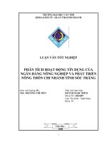 PHÂN TÍCH HOẠT ĐỘNG TÍN DỤNG CỦANGÂN HÀNG NÔNG NGHIỆP VÀ PHÁT TRIỂNNÔNG THÔN CHI NHÁNH TỈNH SÓC TRĂNG