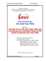 Tiểu luận môn học hóa sinh thực phẩm Tìm hiểu về vai trò, quá trình tổng hợp và phân giải các Axitamin trong cơ thể người và nguyên liệu thực phẩm