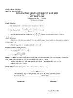 Đề và Đáp án khảo sát lớp 11 A