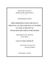 NHỮNG ĐỊNH HƯỚNG VỀ QUẢN TRỊ CÔNG TY NHẰM NÂNG CAO CHẤT LƯNG BÁO CÁO TÀI CHÍNH CỦA CÔNG TY NIÊM YẾT TẠI SỞ GIAO DỊCH CHỨNG KHOÁN TP HỒ CHÍ MINH