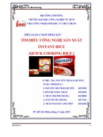 Tiểu luận môn nông sản Tìm hiểu công nghệ sản xuất instant Rice
