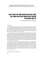 ĐẦU TƯ TRỰC TIẾP NƯỚC NGOÀI VỚI SỰ PHÁT TRIỂN CỦA THÀNH PHỐ HÀ NỘI