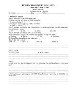 Các đề kiểm tra định kì năm học 2010 - 2011