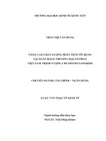 Luận văn thạc sỹ: Nâng cao chất lượng phân tích tín dụng tại ngân hàng thương mại cổ phần Việt Nam thịnh vượng chi nhánh Nam Định
