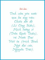 PHÂN TÍCH TÌNH CẢM YÊU NƯỚC QUA 3 VĂN BẢN: CHIẾU DỜI ĐÔ, HỊCH TƯỚNG SĨ,NƯỚC ĐẠI VIỆT TA