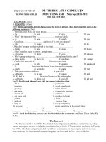 Đề và đáp án thi học sinh giỏi  môn Tiếng Anh  9- THCS Mỹ Lợi 2010-2011.