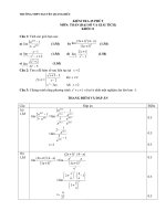 Đề và đáp án kiểm tra 1 tiết chương IV Đại số 11