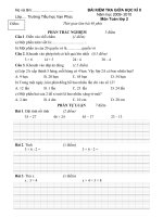 Đề kiểm tra Toán 2 giữa kì II