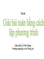 Tiết 50:Giải bài toán bằng cách lập phương trình