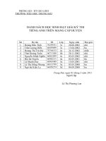 danh sách học sinh đạt giải kỳ thi tiếng anh trên mạng Internet cấp huyện