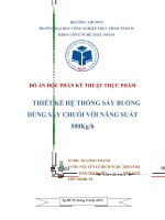 THIẾT KẾ HỆ THỐNG SẤY BUỒNG DÙNG SẤY CHUỐI VỚI NĂNG SUẤT 500Kgh