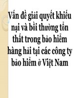 Vấn đề giải quyết khiếu nại và bồi thường tổn thất trong bảo hiểm hàng hải tại các công ty bảo hiểm ở Việt Nam