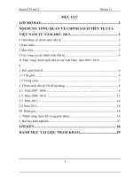 Tiểu luận kinh tế vĩ mô TỔNG QUAN VỀ CHÍNH SÁCH TIỀN TỆ CỦA VIỆT NAM TỪ NĂM 2007- 2012