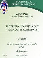 LUẬN VĂN THẠC SỸ-PHÁT TRIỂN BẢO HIỂM DU LỊCH QUỐC TẾ CỦA TỔNG CÔNG TY BẢO HIỂM BẢO VIỆT