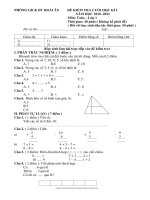 Đề kiểm tra môn Toán HKI