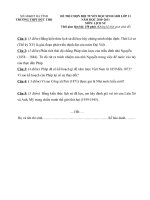 Đề thi chọn HSG SỬ năm 2011