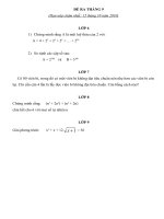 Đề thi và đáp án CLB Toán tuổi thơ