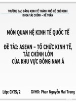 ASEAN – TỔ CHỨC KINH TÊ TÀI CHÍNH LỚN CỦA KHU VỰC ĐÔNG NAM Á