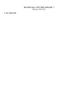 ĐỀ KT I TIẾT LẦN 2 SINH 7CÓ MA TRẬN