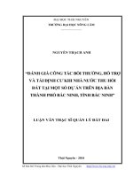 Đánh giá công tác bồi thường, hỗ trợ và tái định cư khi nhà nước thu hồi đất tại một số dự án trên địa bàn Thành phố Bắc Ninh, tỉnh Bắc Ninh