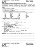 các đề kiểm tra 45 phút môn tiếng anh lớp 8 ( theo chuẩn kiến thức kĩ năng)