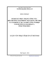 Đánh giá thực trạng công tác bồi thường giải phóng mặt bằng, hỗ trợ và tái định cư dự án khu công nghiệp Tam Dương II - giai đoạn 1, tỉnh Vĩnh Phúc