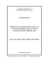 Nghiên cứu giải pháp nhằm nâng cao vai trò giới trong quản lý rừng tại huyện Ba Bể, tỉnh Bắc Kạn