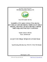 NGHIÊN CỨU KHẢ NĂNG ỨNG DỤNG KỸ THUẬT GPS ĐO ĐỘNG THỜI GIAN THỰC TRONG THÀNH LẬP BẢN ĐỒ ĐỊA CHÍNH TRÊN ĐỊA BÀN HUYỆN TAM ĐẢO