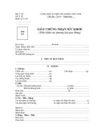 Mẫu giấy khám sức khỏe thi bằng lái xe  2 bánh