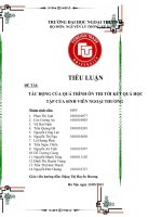 tiểu luận nguyên lý thống kê TÁC ĐỘNG CỦA QUÁ TRÌNH ÔN THI TỚI KẾT QUẢ HỌC TẬP CỦA SINH VIÊN NGOẠI THƯƠNG