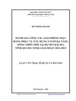Đánh giá công tác giải phóng mặt bằng phục vụ xây dựng cơ sở hạ tầng nông thôn mới tại huyện Hải Hà, tỉnh Quảng Ninh, giai đoạn 2011-2013