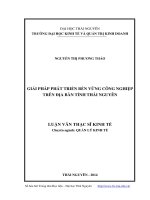 Giải pháp phát triển bền vững công nghiệp trên địa bàn tỉnh Thái Nguyên