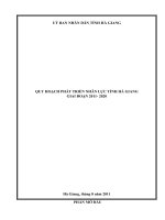 QUY HOẠCH PHÁT TRIỀN NHÂN LỰC TỈNH HÀ GIANG GIAI ĐOẠN 2011- 2020