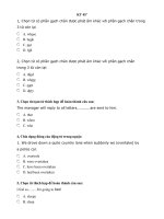 Đề thi 45'' kì 2 lớp 10 (unit 5->8)