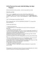 Gỡ bỏ password của máy tinh khi không vào được window