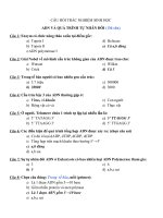 Bộ câu hỏi trắc nghiệm có đáp án môn sinh học