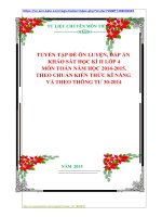 TUYỂN TẬP ĐỀ ÔN LUYỆN, ĐÁP ÁN  KHẢO SÁT HỌC KÌ II LỚP 4 MÔN TOÁN NĂM HỌC 20142015. THEO CHUẨN KIẾN THỨC KĨ NĂNG  VÀ THEO THÔNG TƯ 302014