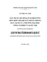 Luận văn thạc sỹ:  Xây dựng Kế hoạch Marketing hỗn hợp cho Bộ sản phẩm trồng rau sạch của Trường Đại học Nông Nghiệp 1 Hà Nội