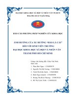 BÁO CÁO PHƯƠNG PHÁP NGHIÊN CỨU KHOA HỌC ẢNH HƯỞNG CỦA XU HƯỚNG “BÁO LÁ CẢI” ĐỐI VỚI SINH VIÊN TRƯỜNG ĐẠI HỌC KHOA HỌC XÃ HỘI VÀ NHÂN VĂN THÀNH PHỐ HỒ CHÍ MINH