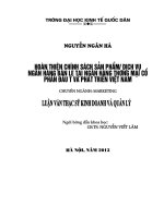 Luận văn thạc sỹ: Hoàn thiện chính sách sản phẩm, dịch vụ ngân hàng bán lẻ tại Ngân hàng thương mại cổ phần Đầu tư và Phát triển Việt Nam