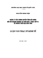 Luận văn thạc sỹ: Quản lý của chính quyền tỉnh Hải Dương đối với doanh nghiệp có vốn đầu tư trực tiếp nước ngoài trên địa bàn Tỉnh