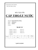 Bài tập lớn cấp thoát nước mã đề 22, đại học Mở TP HCM