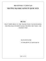 Luận văn thạc sỹ: Phát triển dịch vụ thẻ thanh toán tại Ngân hàng Thương Mại Cổ phần Ngoại thương Việt Nam  Chi nhánh Vinh