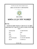 luận văn tài nguyên môi trường Đánh giá hiện trạng và đề xuất các biện pháp bảo vệ và quản lý chất lượng nước Hồ Tây.
