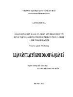 Luận văn thạc sỹ: Hoạt động bán hàng cá nhân sản phẩm Thẻ tín dụng tại Ngân hàng TMCP Á Châu – Chi nhánh Hà Nội